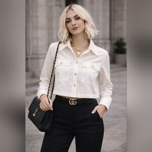 ✨ Rachel Zoe Cropped Button-Front Blouse – Size Small ✨